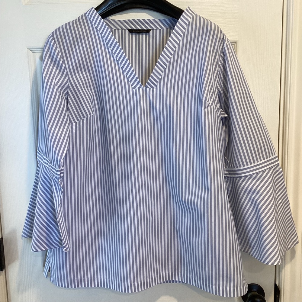 Banana Republic Striped Bell Sleeve Blouse, Size L ??